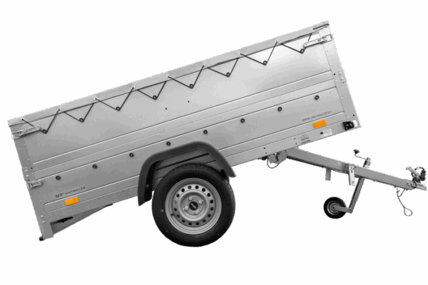 GRANDE REMORQUE 230X125 AVEC BÂCHE PLATE GRISE, REHAUSSES DE RIDELLES ET ROUE JOCKEY - GARDEN TRAILER 230 KIPP – Image 3
