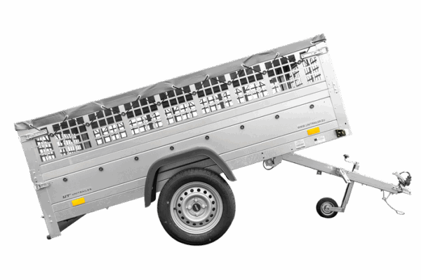 GRANDE REMORQUE 230X125 AVEC BÂCHE PLATE, RIDELLES GRILLAGÉES, ROUE JOCKEY ET TIGES DE SUPPORT BÂCHE - GARDEN TRAILER 230 KIPP – Image 3