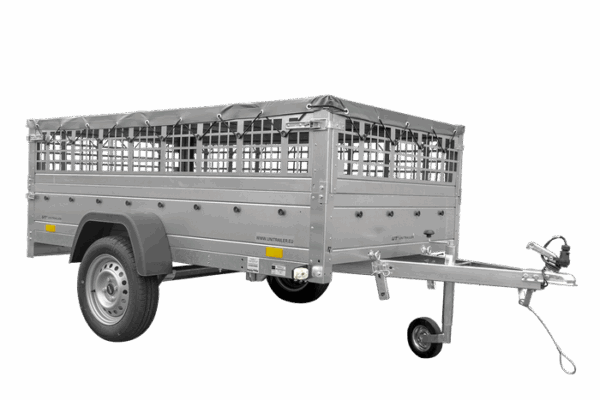 GRANDE REMORQUE 230X125 AVEC BÂCHE PLATE, RIDELLES GRILLAGÉES, ROUE JOCKEY ET TIGES DE SUPPORT BÂCHE - GARDEN TRAILER 230 KIPP – Image 4