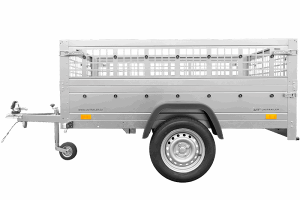 REMORQUE BASCULANTE 200X125 AVEC RIDELLES GRILLAGÉES ET ROUE JOCKEY - GARDEN TRAILER 201 KIPP
