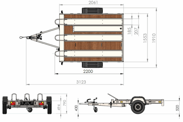 REMORQUE MOTO BASCULANTE UNITRAILER MOTO 3/R AVEC RESSORTS – Image 2