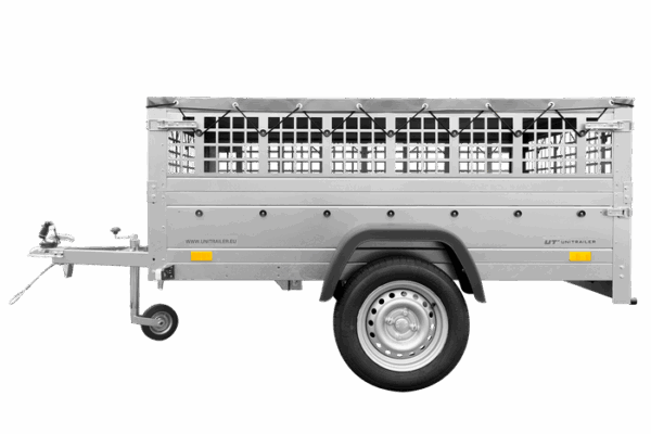 REMORQUE VOITURE UTILITAIRE 200X125 AVEC BÂCHE PLATE, RIDELLES GRILLAGÉES ET ROUE JOCKEY - GARDEN TRAILER 201 KIPP – Image 4