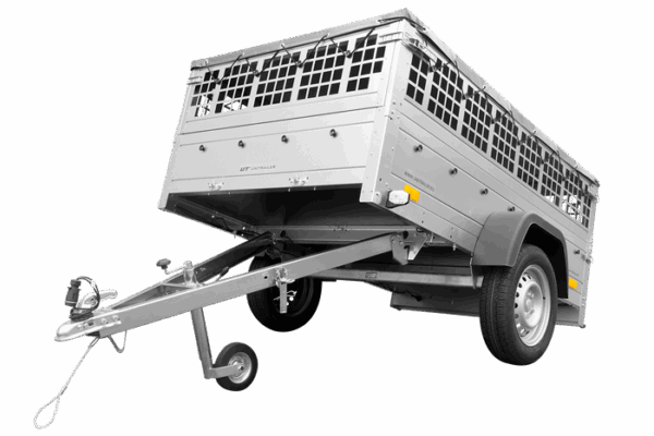 REMORQUE VOITURE UTILITAIRE 200X125 AVEC BÂCHE PLATE, RIDELLES GRILLAGÉES ET ROUE JOCKEY - GARDEN TRAILER 201 KIPP – Image 2